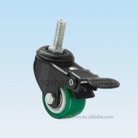 2.5 Inch Table Leg Caster Threaded Stem Green Pu Furniture Caster